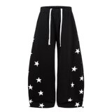 复古撞色星星弯刀卫裤男女爵士舞宽松阔腿裤休闲裤设计感K8117P50，男装休闲裤，星座1013-2