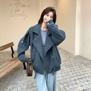 深灰色高级感时尚洋气炸街毛呢外套女冬季新款轻熟风上衣F247P70图片