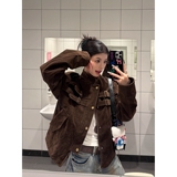 美式cleanfit拼接设计仿麂皮高级感夹克男女短宽早秋外套JK318P80，男装夹克，星座1013-2