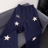 秋冬星星印花休闲裤女美式复古高街设计感百搭直筒阔腿裤K8085P55，女装休闲裤，星座1013-2