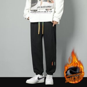 冬港风男士青少年宽松休闲长裤个性束脚拼接裤灯芯绒裤 K714绒P40图片