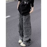 美式休闲复古街头工装裤复古高街直筒阔腿宽松休闲裤子潮K123P68，女装休闲裤，星座1013-2