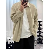 长袖衬衫男款春秋日系复古高级感纯棉宽松休闲工装衬衣C235P38，男装衬衫，星座1013-2