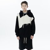 潮复古独特别致贴布拼接卫衣女春秋小个子港味连帽外套W255P50，男装卫衣，星座1013-2