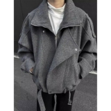 假两件毛呢夹克男秋冬季美式覆古小众高级设计感廓形外套F246P68，男装毛呢大衣，星座1013-2