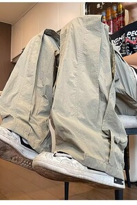 夏季小众结构速干休闲裤男女款宽松街头直筒阔腿长裤子潮K615P48图片