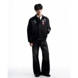 美式复古徽章刺绣飞行夹克男女宽松外套设计感潮JK335P65，男装夹克，星座1013-2