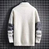 冬季复古拼接提花圆领胖子百搭毛衣男潮牌宽松情侣休闲针织M12P48，男装针织衫/毛衣，星座1013-2