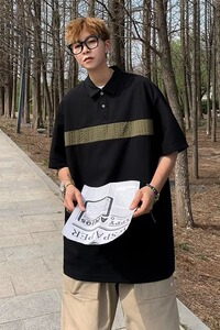 短袖POLO衫文艺新款男日系潮夏季简约气质2023修身潮流 T394P35图片