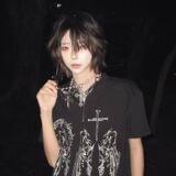 美式黑色正肩短袖t恤男女夏季新款半拉链情侣半袖上衣T875P33，男装T恤，星座1013-2