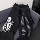 秋季个性拼接印花阔腿裤男女美式复古小众飘带复古休闲裤K8078P48，女装休闲裤，星座1013-2