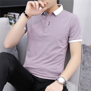 95%棉青少年男士POLO衫男装翻领短袖T恤莱卡棉汗衫夏款潮 T909P38图片