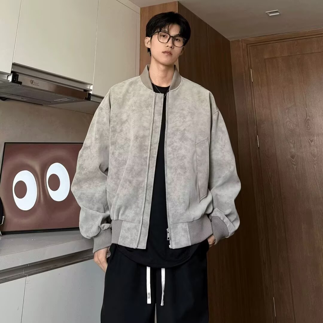 美式潮牌复古棒球服外套男士春秋新款飞行员机车PU皮夹克PY34P60，男装夹克，星座1013-2