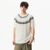 民族风提花复古针织短袖上衣男士日系潮牌休闲百搭半袖T恤T627P43，男装T恤，星座1013-2