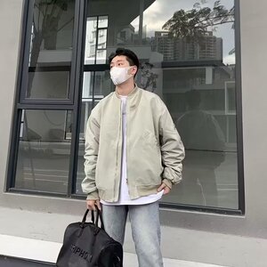 圆领百搭男原宿长袖夹克ins春秋时尚简约标准青春流行JK374P58,黑色裙子搭配什么颜色的高跟鞋图片