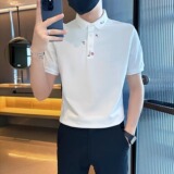 夏季POLO衫男短袖薄款休闲刺绣男生T恤痞帅有领中袖体恤T803P33，男装Polo衫，星座1013-2
