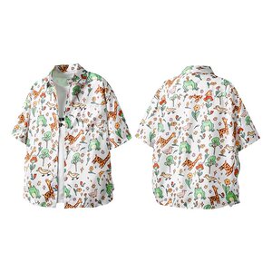 短袖花衬衫夏季夏威夷海边休闲衬衣日系复古风宽松版外套C268P30图片