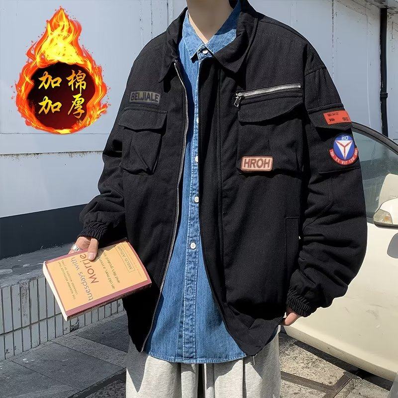 港风加棉加厚外套男士青少年秋季休闲潮流上衣宽松夹克J,男装夹克,星座1013-2