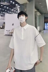 印花2023慵懒POLO衫简约潮新款潮流纯色标准夏男青春流行 T325P30图片