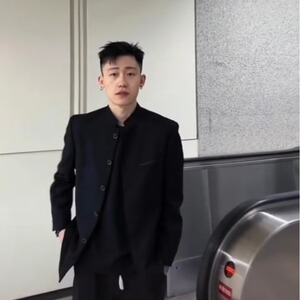 纯黑唐装男士扣子款加棉中山装外套修身高档中山加厚夹克X91P58图片