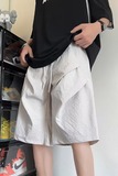 冰丝速干短裤男夏季薄款褶皱运动裤子美式潮牌宽松凉感休闲五分裤，男装休闲裤，星座1013-2