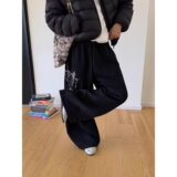 高街复古图腾印花飘带跳舞休闲裤男女cleanfit宽松弯刀裤K8109P48，男装休闲裤，星座1013-2