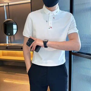 夏季POLO衫男短袖薄款休闲刺绣男生T恤痞帅有领中袖体恤T803P33图片