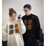 日系复古刺绣水貂绒针织衫男女秋季宽松圆领休闲毛衣外套M5821P65，男装针织衫/毛衣，星座1013-2