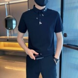 夏季POLO衫男短袖薄款休闲刺绣男生T恤痞帅有领中袖体恤T803P33，男装Polo衫，星座1013-2
