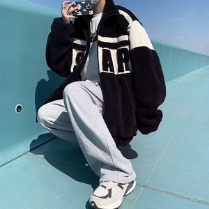 原宿男气质时尚都市百搭潮流流行立领棉衣标准羊羔绒ins MY886P75图片