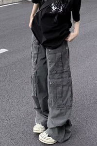 美式休闲复古街头工装裤复古高街直筒阔腿宽松休闲裤子潮K123P68