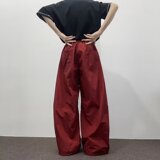 纯色抽绳阔腿休闲裤男春夏新款松紧高腰宽松拖地工装长裤K8046P50，男装休闲裤，星座1013-2