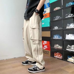 春秋港风男士青少年宽松休闲长裤个性束脚工装裤拉链裤潮K720P50