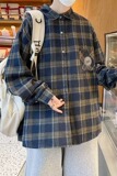 复古格子衬衫男女秋季款宽松长袖衬衣情侣格纹外套ins潮流CS51P38，男装衬衫，星座1013-2