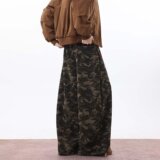 迷彩高腰工装阔腿牛仔裤女新款胖mm宽松显瘦遮肉直筒裤子K8092P55，女装休闲裤，星座1013-2