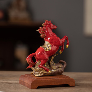 陶瓷马招财酒柜红色生肖礼物马年吉祥物办公室桌面摆件马到成功