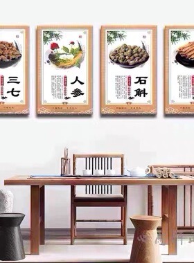 中药材广告图中医挂图三七人参墙贴医馆宣传图海报草药装饰画挂画
