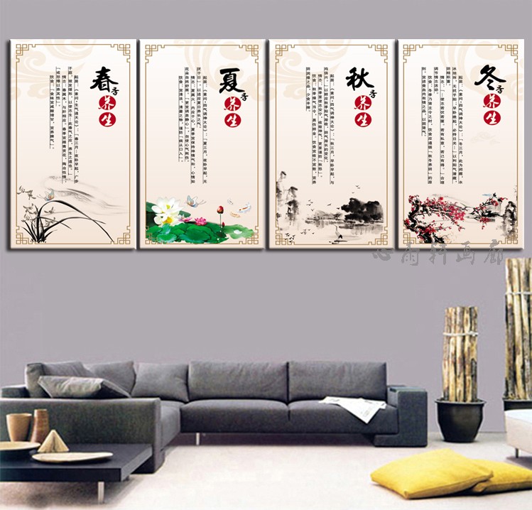 中医挂画美容养生馆宣传四季养生春夏秋冬望闻问切理疗店装饰挂画