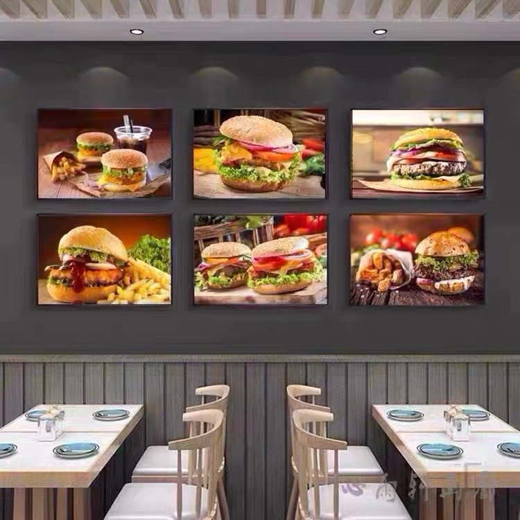 美味汉堡装饰画薯条炸鸡披萨西餐厅墙面挂画西式快餐饭店宣传壁画