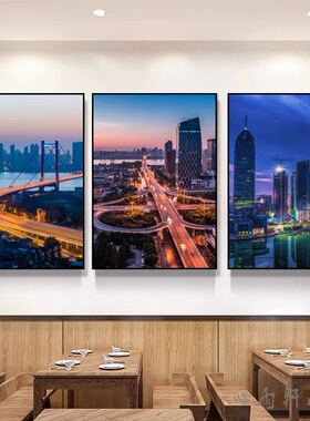 武汉城市风景装饰画地标建筑民宿饭店黄鹤楼包厢挂画餐厅酒店壁画