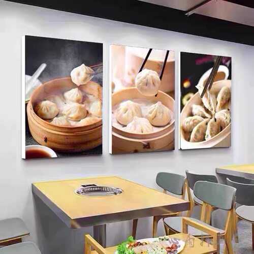 包子铺装饰画小笼包灌汤包早餐店饺子店油条挂画手工包子壁画