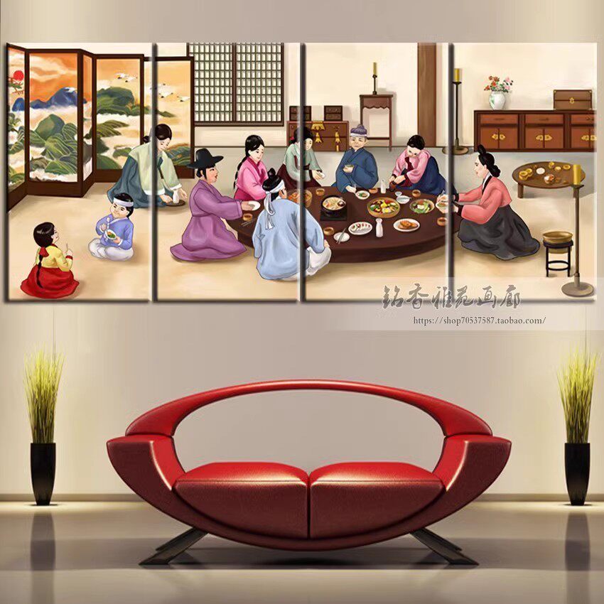 韩式泡菜料理餐厅背景墙装饰画韩国朝鲜传统民俗烤肉火锅店挂画