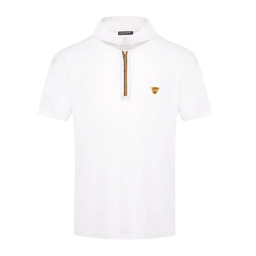 白色半拉链立领短袖T恤运动穿搭T