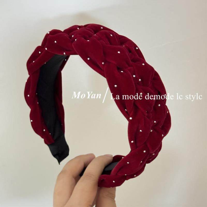 超宽蓬松高颅顶发箍女2024新款夏款法式复古麻花布艺头箍发卡头饰