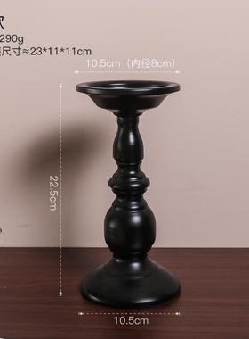美式复古黑色铁艺烛台餐桌氛围感装饰摆件香薰蜡烛台座罗马柱烛台