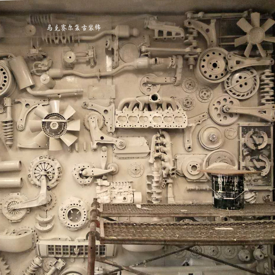 复古铁艺汽车零部件墙面装饰重金属汽车怀旧风格金属立体背景墙