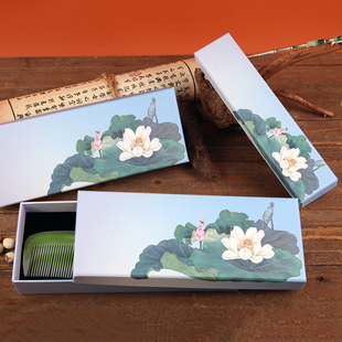 复古风莲花发簪包装盒古典钗子礼物盒项链车挂件礼品首饰盒现货