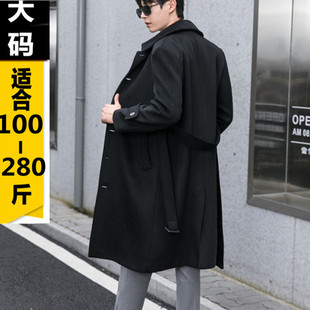 中长款双面羊毛绒大衣过膝风衣冬季男士外套加厚加大宽松毛呢翻领