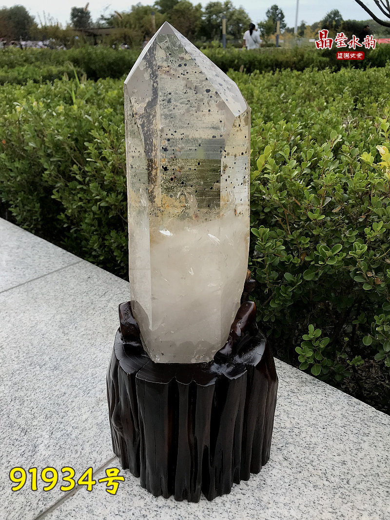 纯天然白水晶柱摆件原石打磨