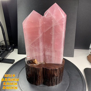 粉水晶柱摆件 天然粉水晶原石打磨 双尖柱 颜色粉嫩 家居办公摆件